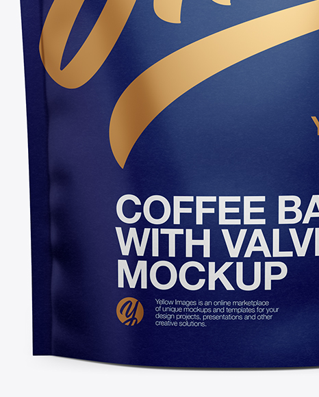 Matte Coffee Bag W/ Valve Mockup - Front View