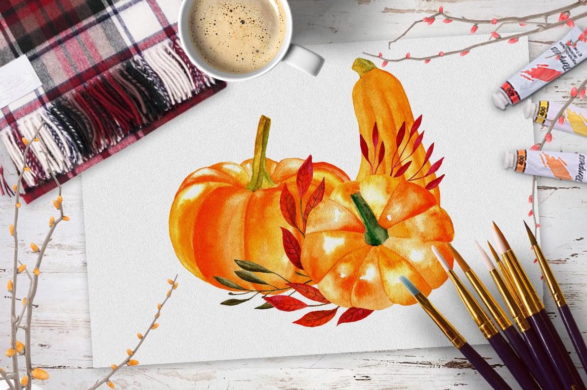 Watercolor pumpkins Watercolor pumpkins