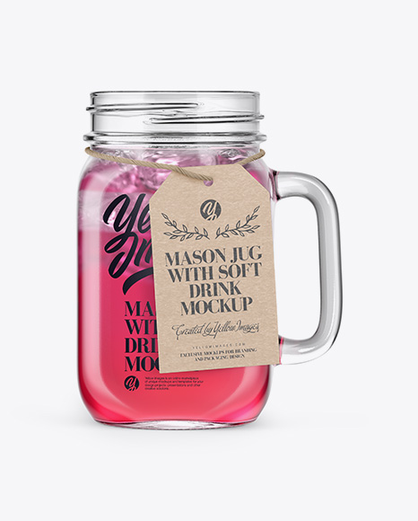 Opened Mason Jug with Fruit Drink Mockup - Front View