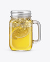 Opened Mason Jug with Lemonade Mockup - Front View