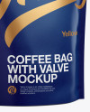 Matte Coffee Bag W/ Valve Mockup - Half Side View