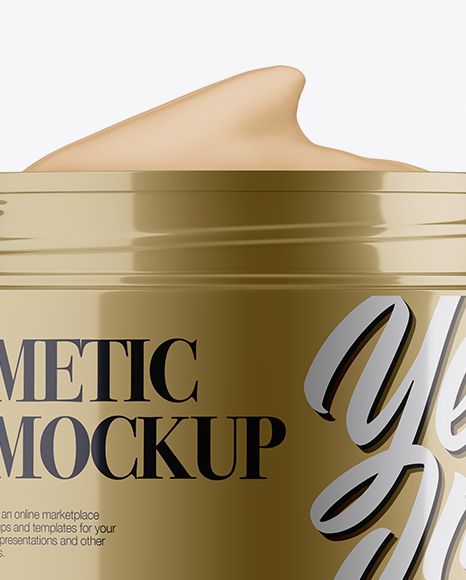 Opened Metallic Cosmetic Jar Mockup Opened Metallic Cosmetic Jar Mockup