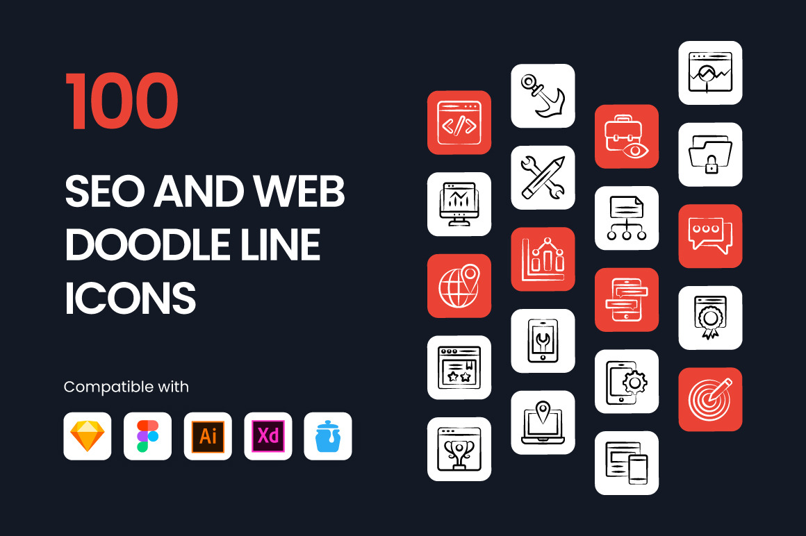 SEO and Web Doodle Line Icons