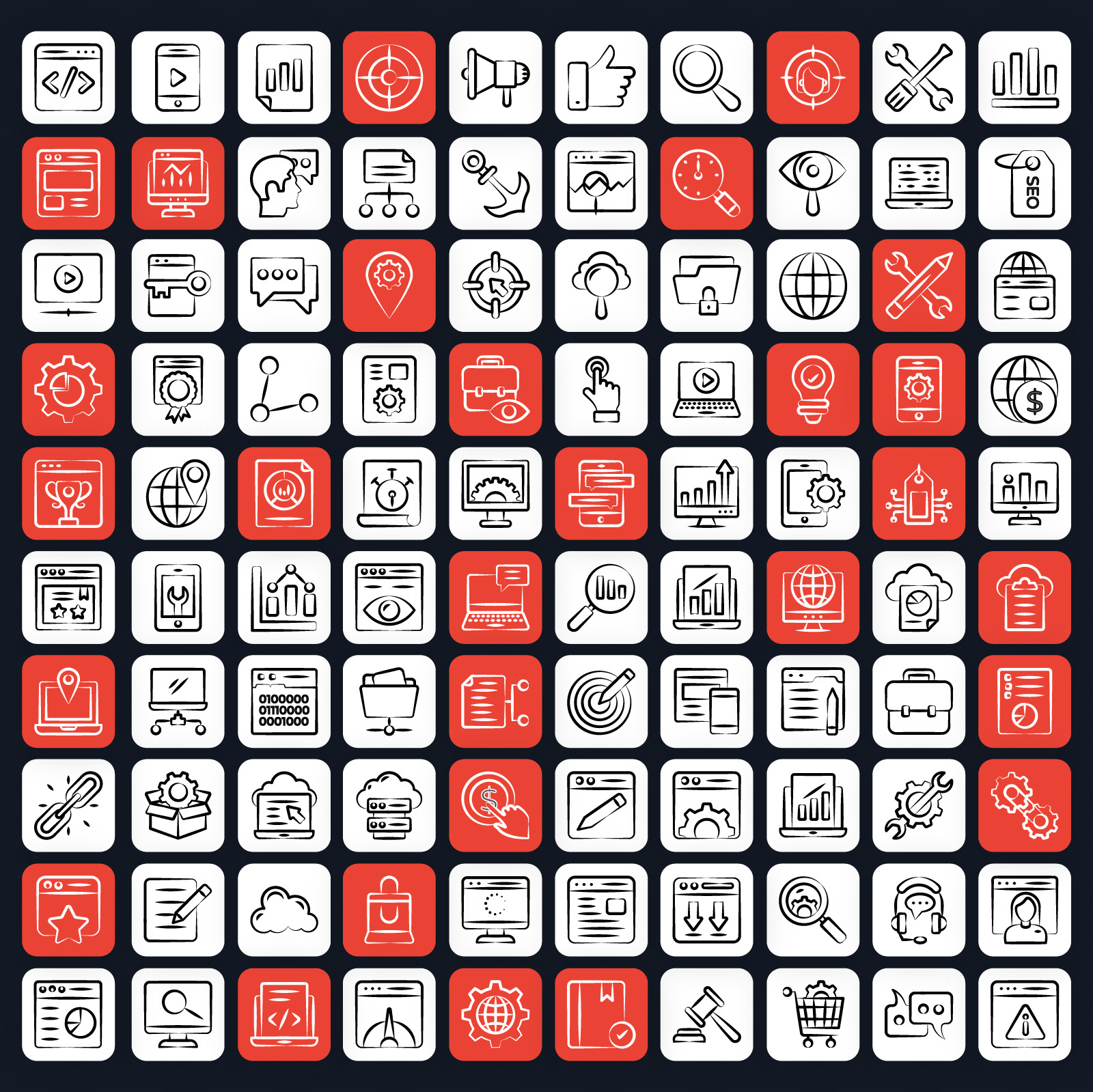 SEO and Web Doodle Line Icons