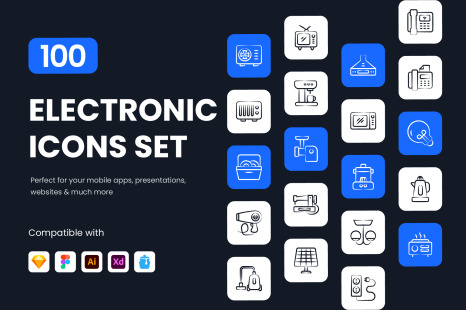 Electronics Icon Set - Hand drawn icons