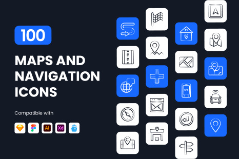 Maps and Navigation Icons - Sketchy icons