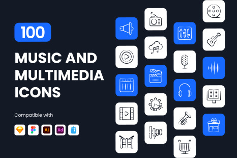 Music and Multimedia Icons - In a hand