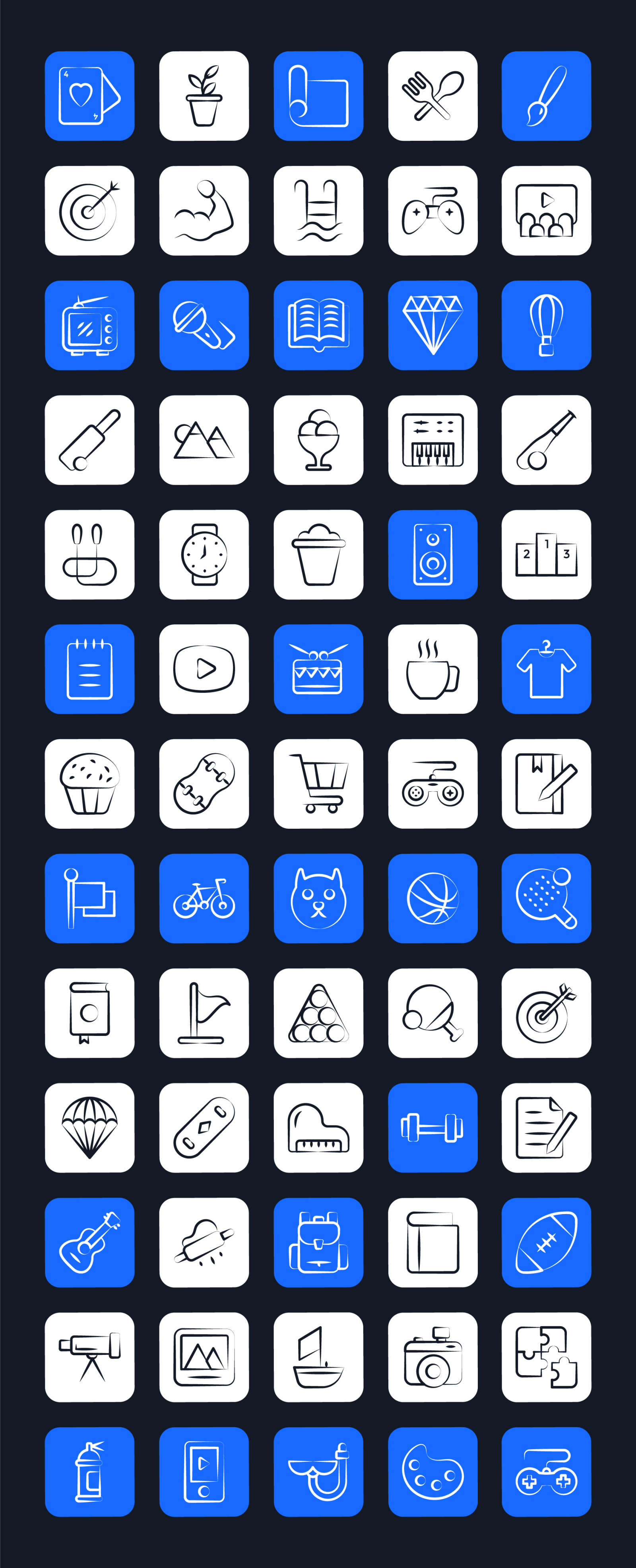 Recreation and Hobbies Icons Recreation and Hobbies Icons