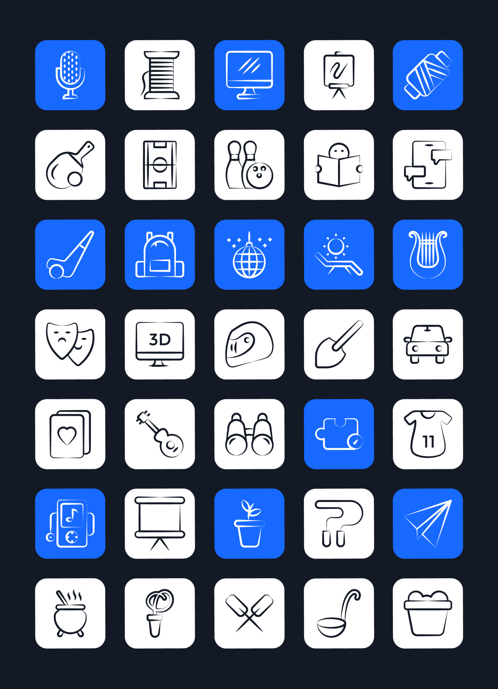 Recreation and Hobbies Icons Recreation and Hobbies Icons
