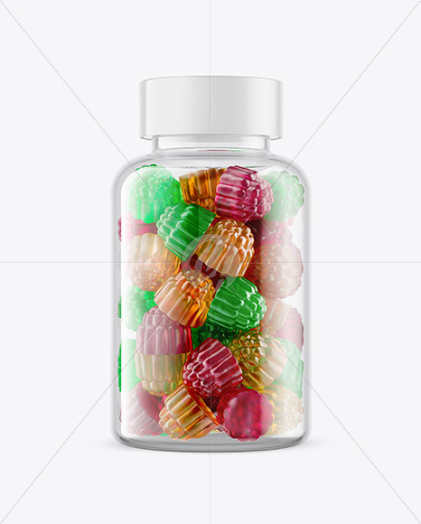 Plastic Bottle with Gummies Mockup