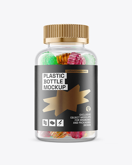 Plastic Bottle with Gummies Mockup