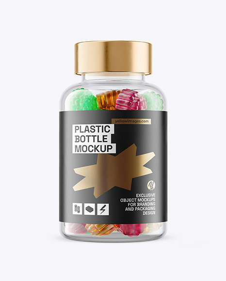 Plastic Bottle with Gummies Mockup