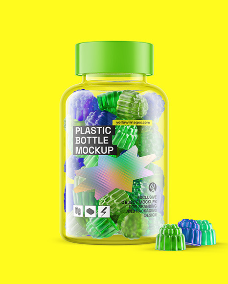 Plastic Bottle with Gummies Mockup