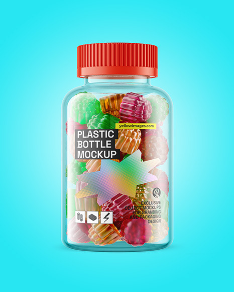 Plastic Bottle with Gummies Mockup