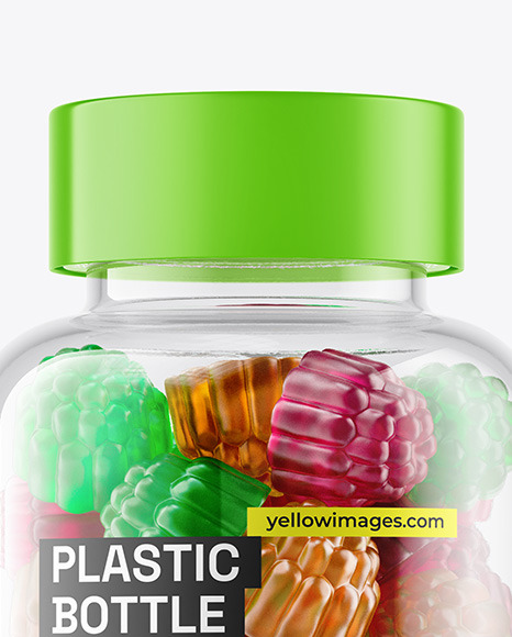 Plastic Bottle with Gummies Mockup