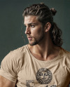 Long-haired Man Wearing a T-Shirt and Jeans Mockup