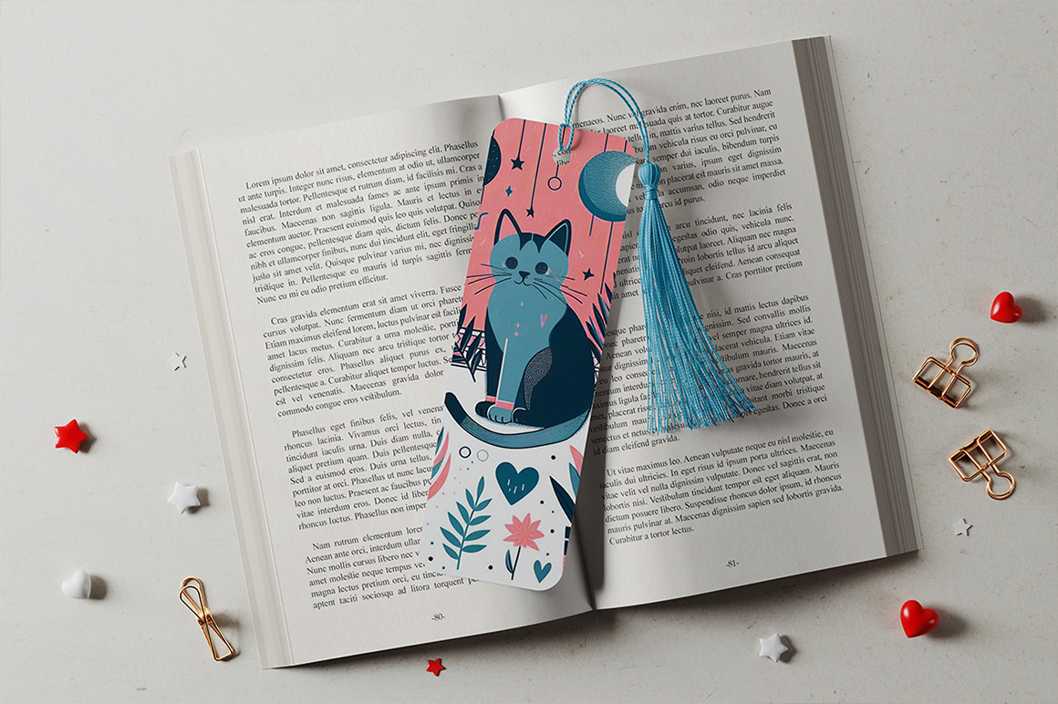 Сardboard Bookmark with Tassel Mockup