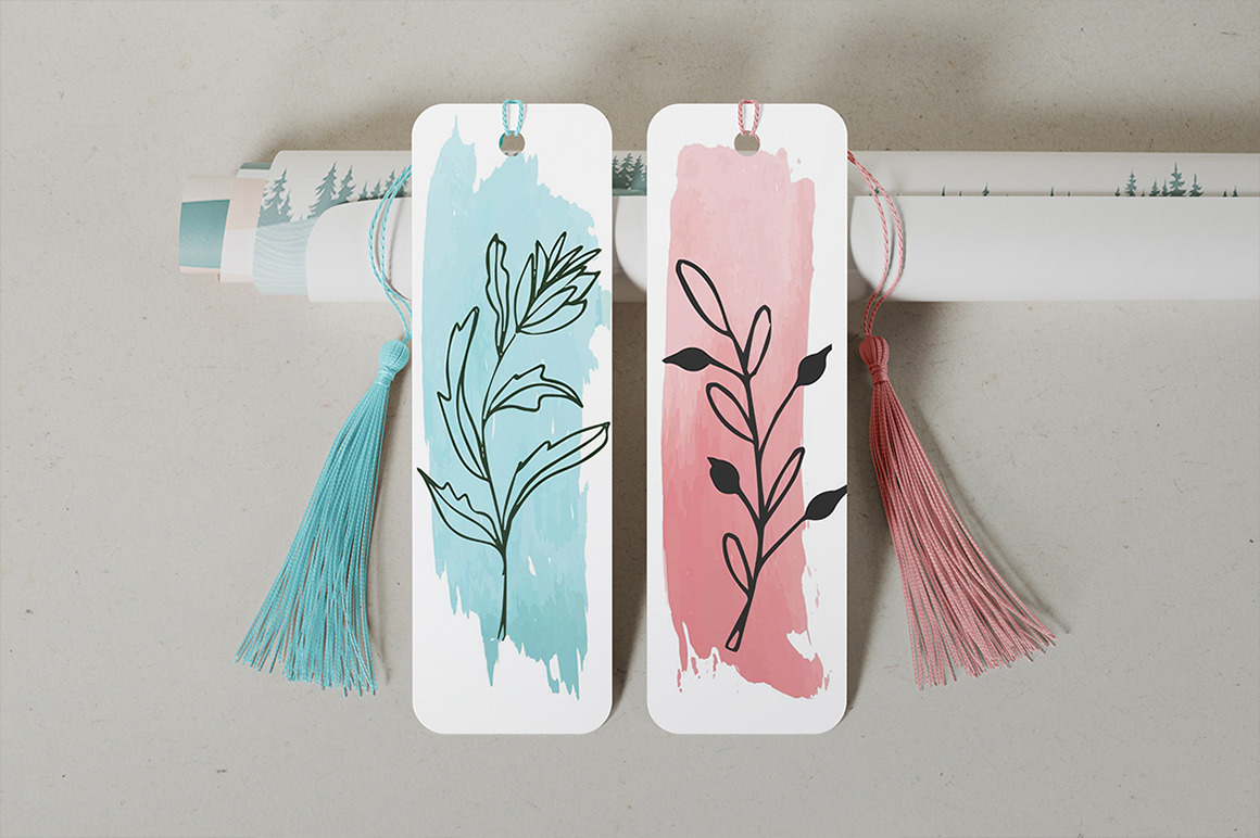 Сardboard Bookmark with Tassel Mockup