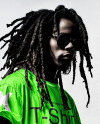 Black Man with Dreadlocks Wearing a T-Shirt and Sunglasses Mockup