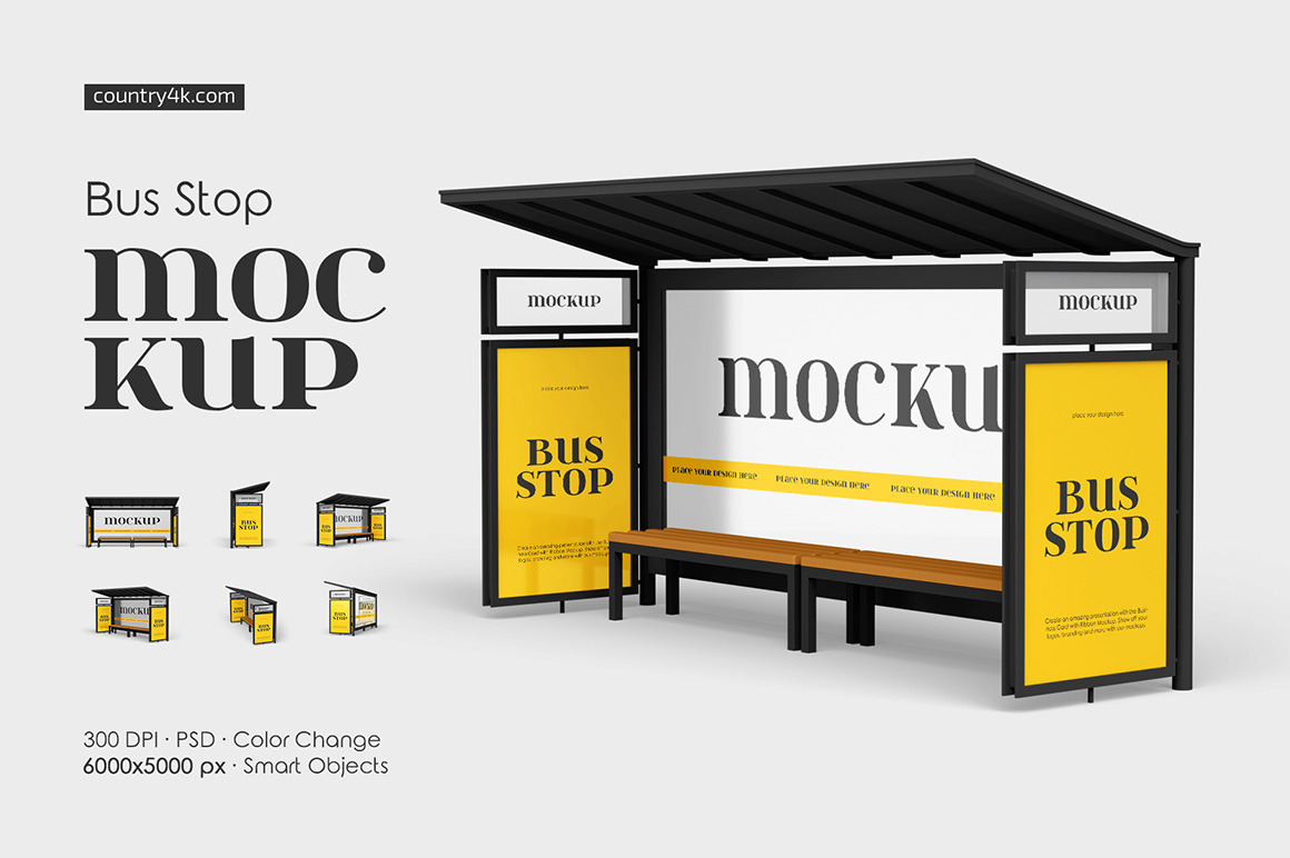 Bus Stop Mockup Set