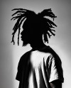 Black Man with Dreadlocks and a Beard Wearing a T-Shirt Mockup