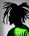 Black Man with Dreadlocks and a Beard Wearing a T-Shirt Mockup