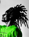 Black Man with Dreadlocks Holding a Ball & Wearing a T-Shirt Mockup