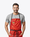 Man Wearing an Apron and a T-Shirt Mockup