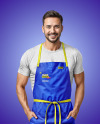 Man Wearing an Apron and a T-Shirt Mockup