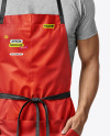 Man Wearing an Apron and a T-Shirt Mockup