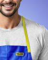 Man Wearing an Apron and a T-Shirt Mockup