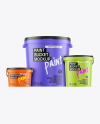 Three Matte Plastic Buckets Mockup