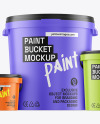 Three Matte Plastic Buckets Mockup