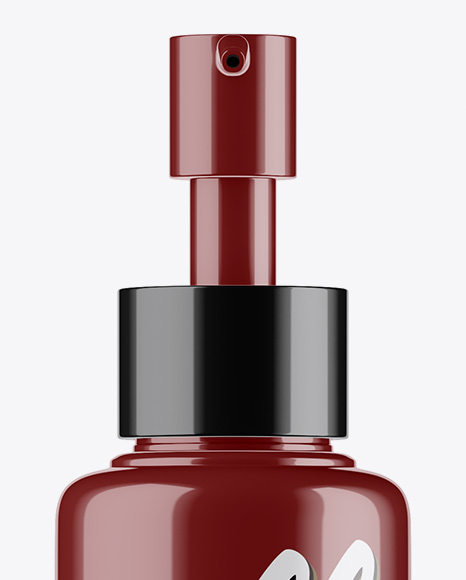 Glossy Cosmetic Bottle With Pump Mockup - Front View