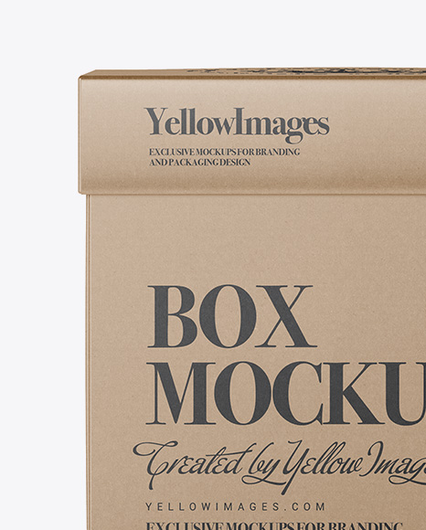 Kraft Square Box Mockup - Front View