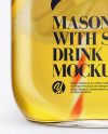 Closed Mason Jug with Straw and Label Mockup (Lemonade) - Front View