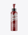 Glossy Cosmetic Bottle With Pump Mockup - Half Side View Glossy Cosmetic Bottle With Pump Mockup - Half Side View