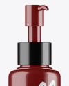 Glossy Cosmetic Bottle With Pump Mockup - Half Side View Glossy Cosmetic Bottle With Pump Mockup - Half Side View