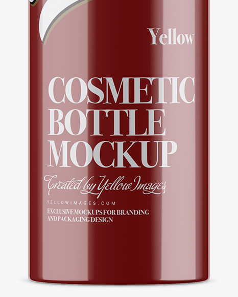 Glossy Cosmetic Bottle With Pump Mockup - Half Side View Glossy Cosmetic Bottle With Pump Mockup - Half Side View