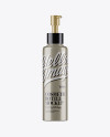 Metallic Cosmetic Bottle With Pump Mockup - Half-Side View