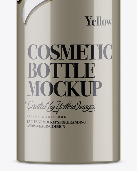 Metallic Cosmetic Bottle With Pump Mockup - Half-Side View