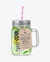 Closed Mason Jug with Straw and Label Mockup (Mojito)