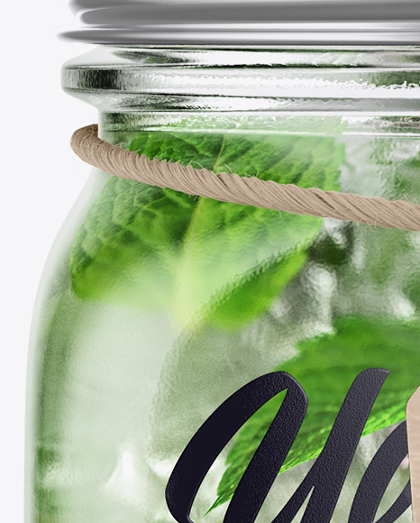 Closed Mason Jug with Straw and Label Mockup (Mojito)