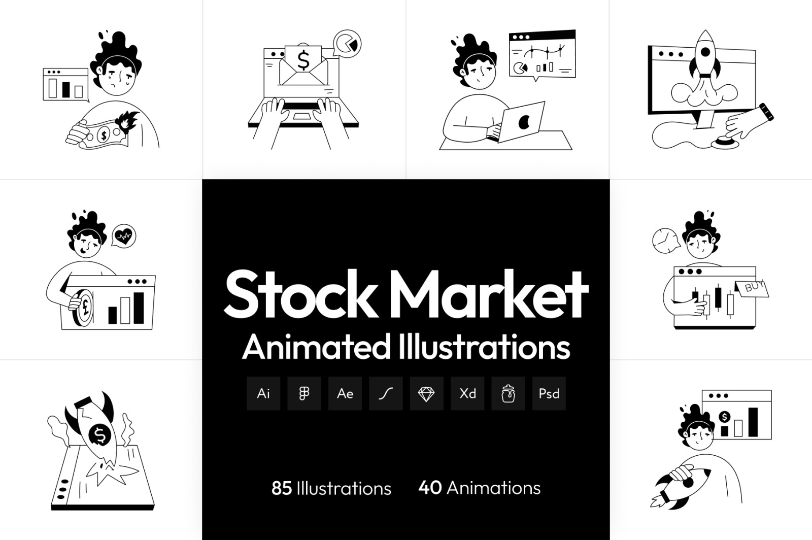 Stock Market Mini Illustrations Stock Market Mini Illustrations