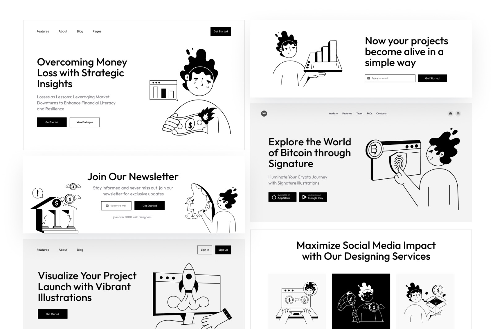 Stock Market Mini Illustrations Stock Market Mini Illustrations