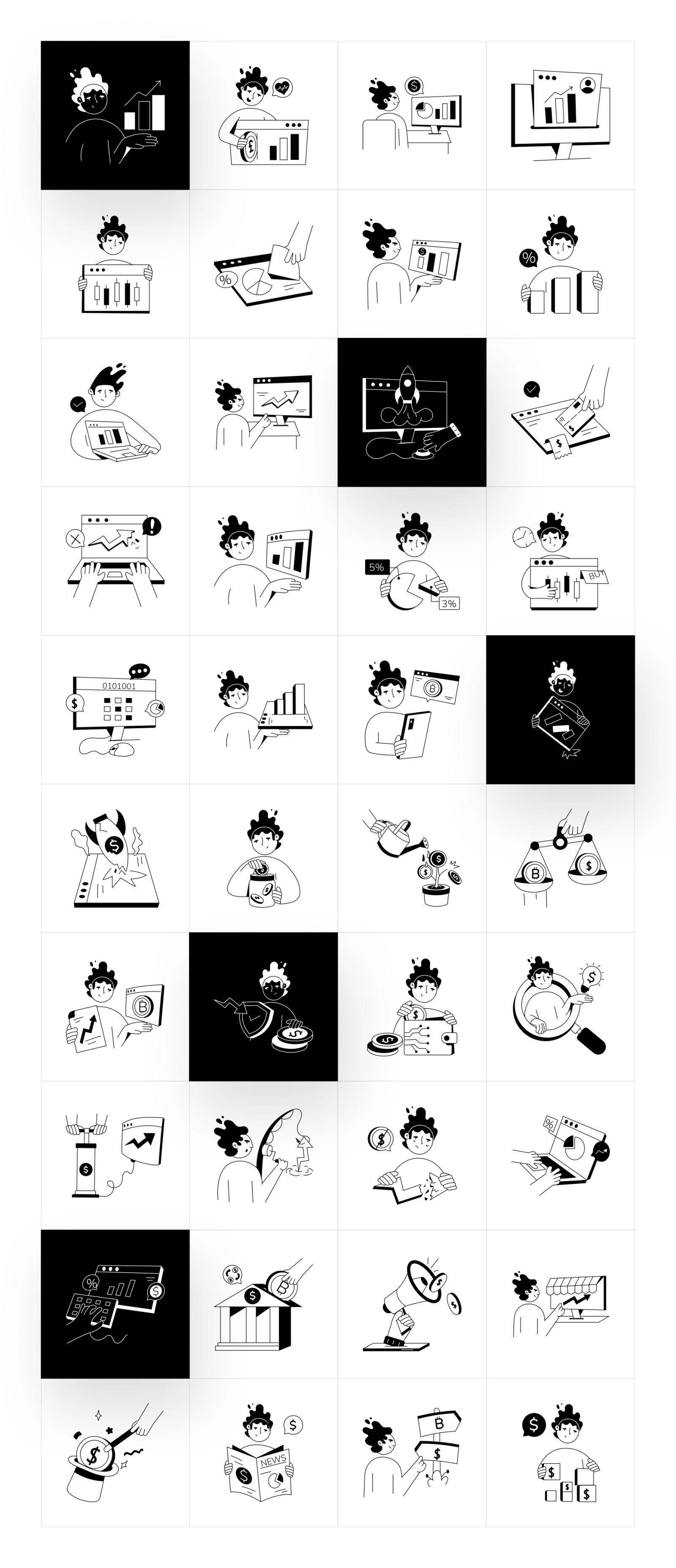 Stock Market Mini Illustrations Stock Market Mini Illustrations