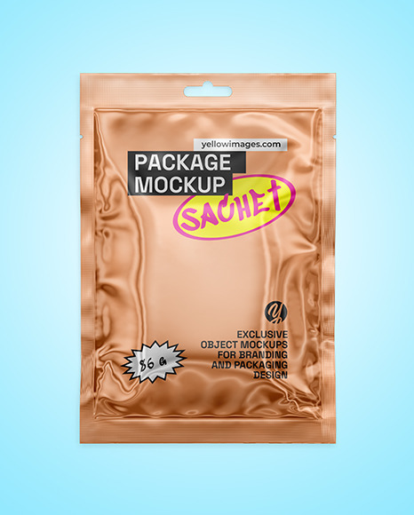 Glossy Metallic Sachet Mockup