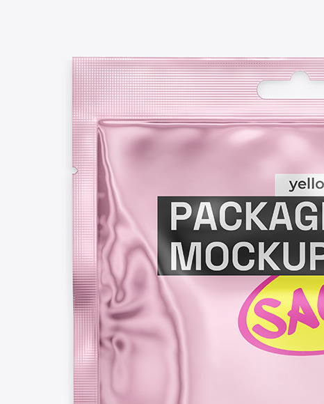 Glossy Metallic Sachet Mockup