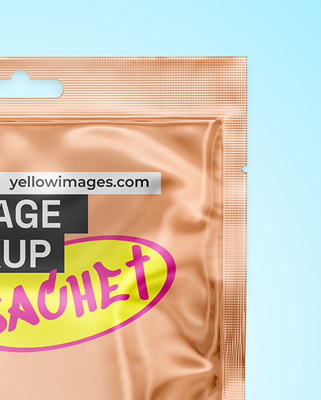 Glossy Metallic Sachet Mockup