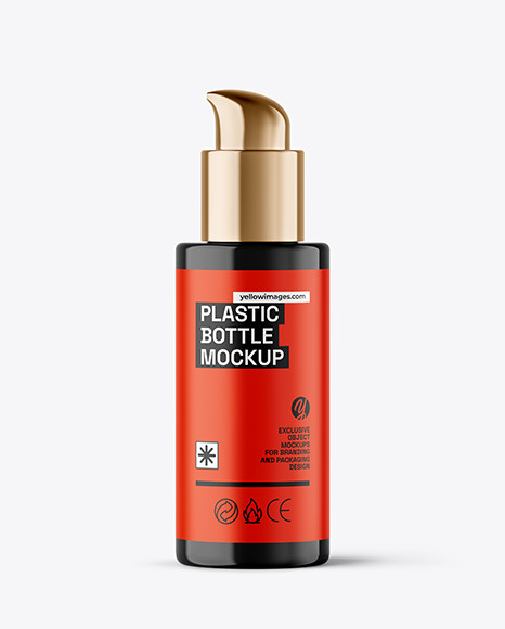 Glossy Cosmetic Bottle with Pump Mockup - Hot sauce bottle mockup